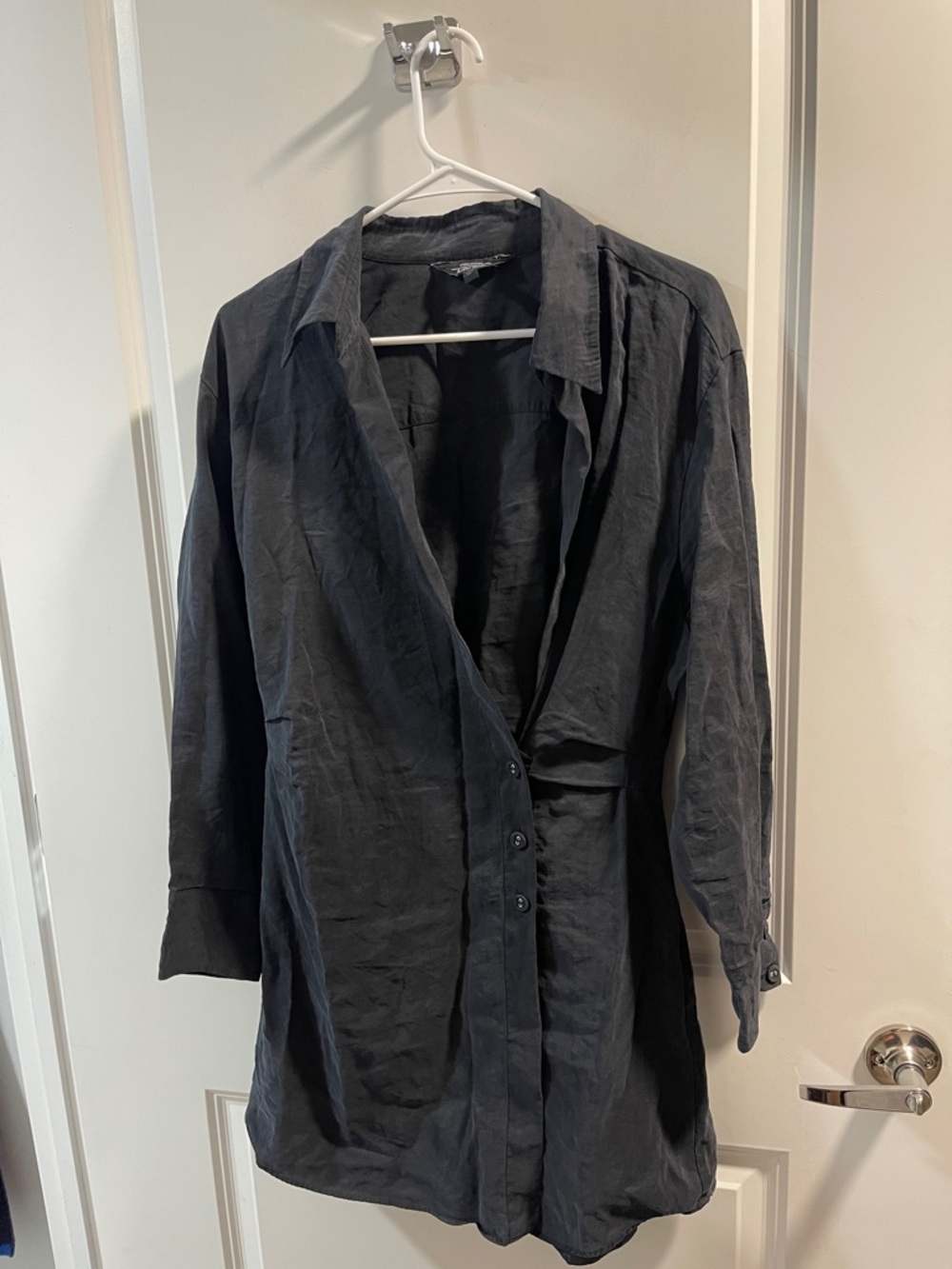 & Other Stories Black Longline Button-Front Dress